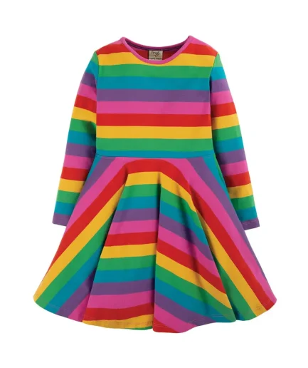 Sofia Skater Dress Foxglove Rainbow Stripe