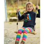 Frugi Libby Striped Leggings Foxglove Rainbow Stripe