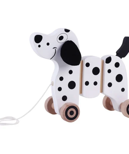 Jumini Pull Along Dog - Black & White