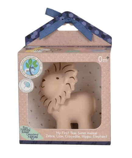 Tikiri Gift Boxed Lion - Natural Rubber Rattle & Bath Toy