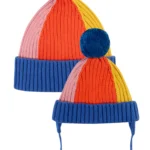Frugi Rainbow Bobble Hat Blue Tang/Rainbow