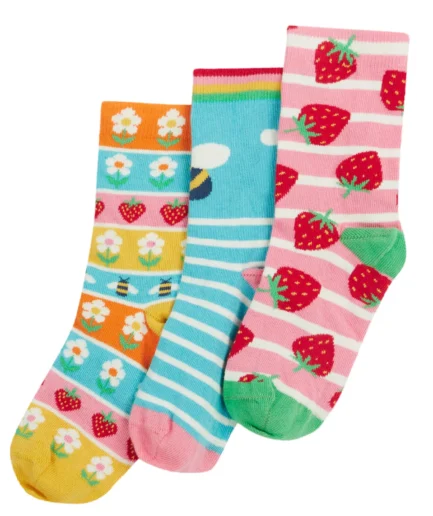 Frugi Rock My Socks 3 Pack Strawberry
