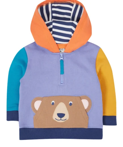 Frugi Hadley Half Zip Hoodie Hotchpotch/Bear
