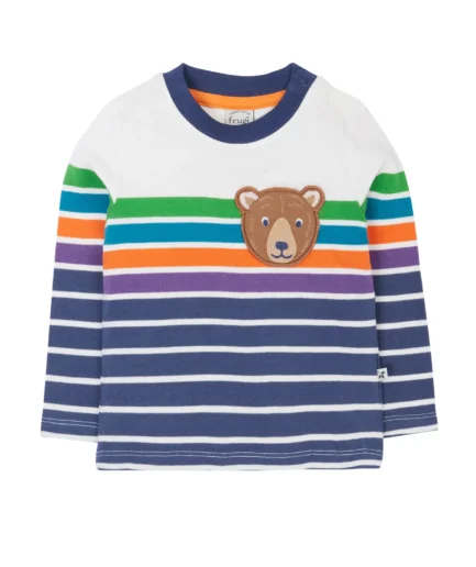 Frugi Character Pocket Top Navy Stripe/Bear