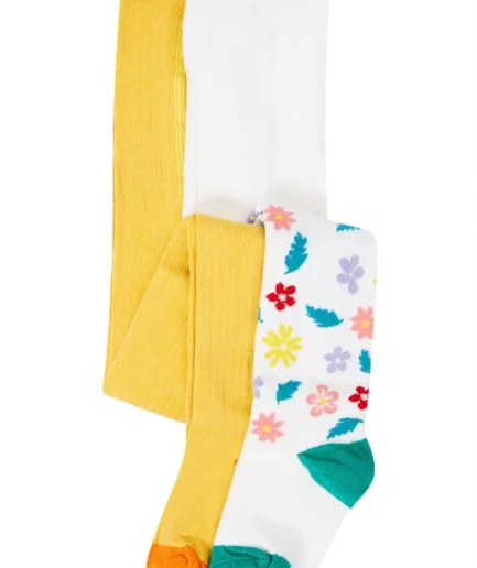 Frugi Norah 2pk Tights Bumblebee/Flowers