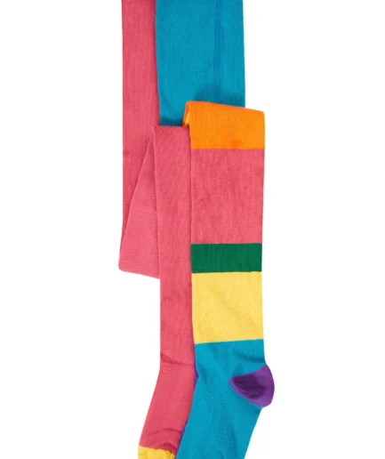Frugi Norah 2pk Tights Hotchpotch/Rose