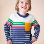Frugi Piran Pocket Navy Engineered Stripe