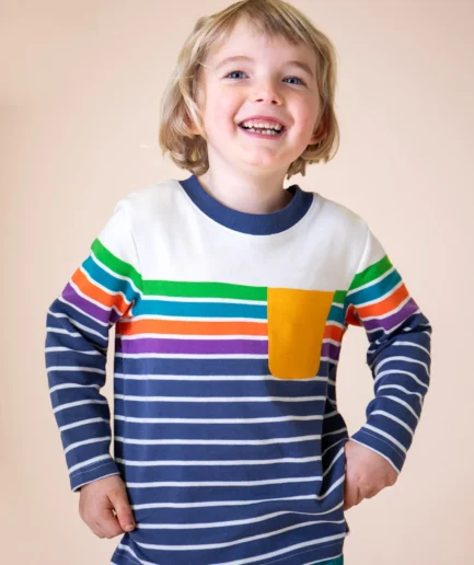 Frugi Piran Pocket Navy Engineered Stripe