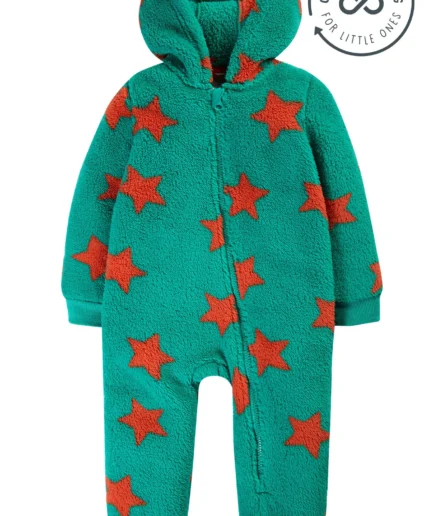 Frugi Cosy Ted Snuggle Suit Bonfire Stars