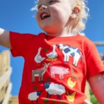 Frugi Little Creature Applique T-Shirt Strawberry/Farm