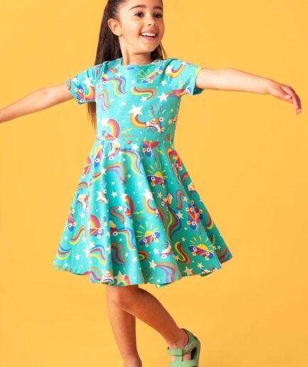 Frugi Sunshine Skater Dress Wheely Happy