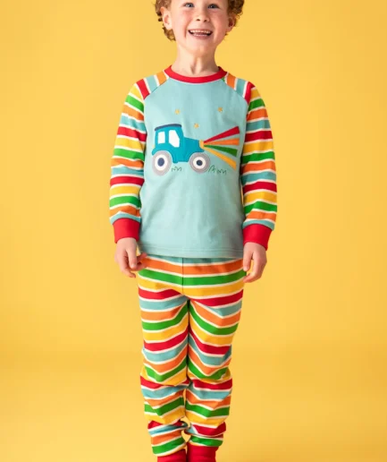 Frugi Jamie Jim Jams Happy Stripe/Tractor