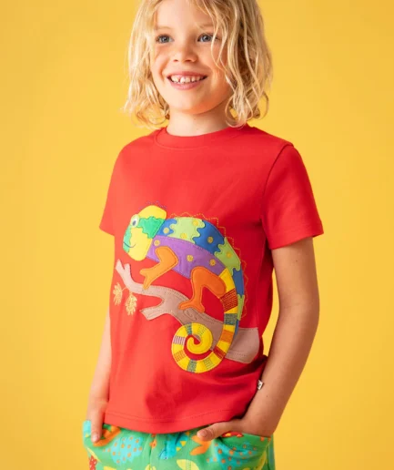 Frugi Carsen Circular T-Shirt Papaya/Chameleon