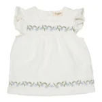 Pigeon Organics Embroidered Tunic Set White/Blue Flowers