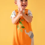 Frugi Lelant Dungaree Spark Orange/Elephant
