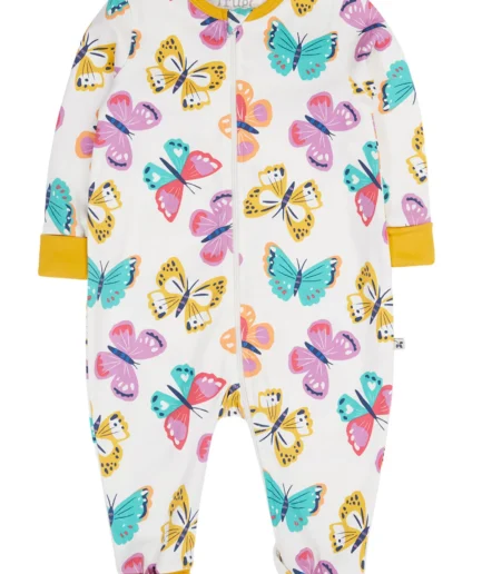 Frugi Zelah Zip Up All In One White Flutterby