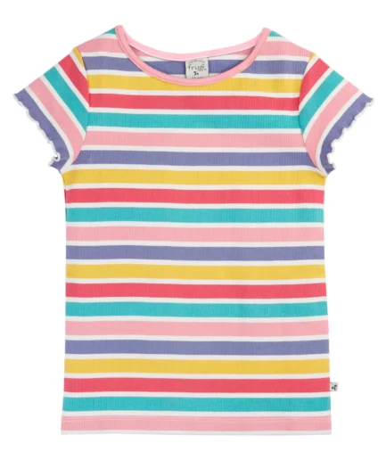 Frugi Rhian Rib T-Shirt Multi Rib Stripe
