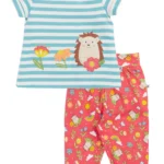 Frugi Wendy Applique Outfit Lichen Stripe/Hedgehogs