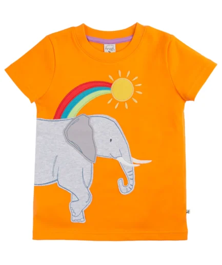 Frugi Carsen Circular T-Shirt Spark Orange/Elephant